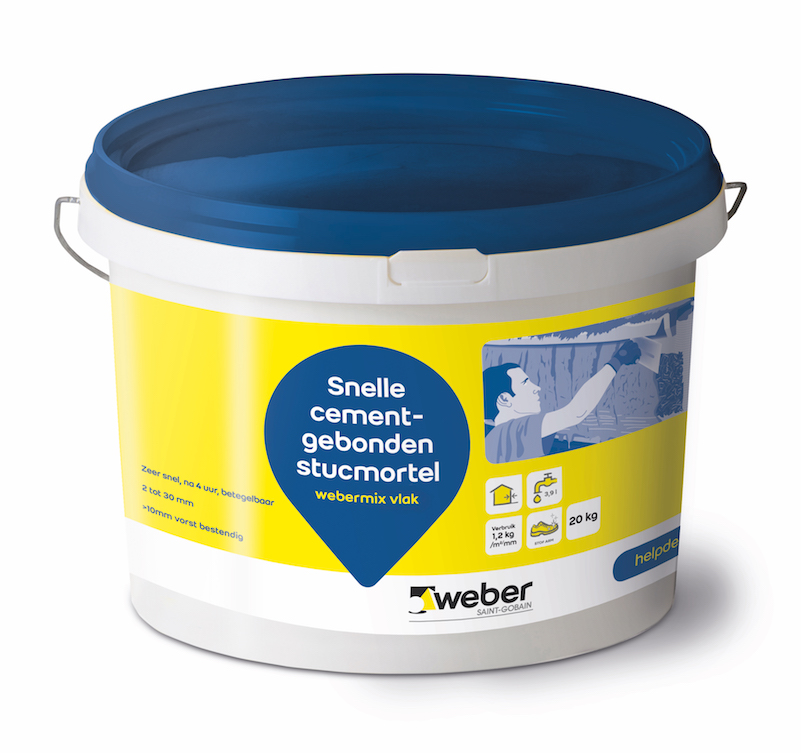 Weber.mix vlak - Wanduitvlakmortel 2 - 30mm emmer 20 kg .